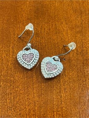 💗Brighton Retired 2013 Pretty in Pink Breast Cancer Heart Awareness Earrings💗